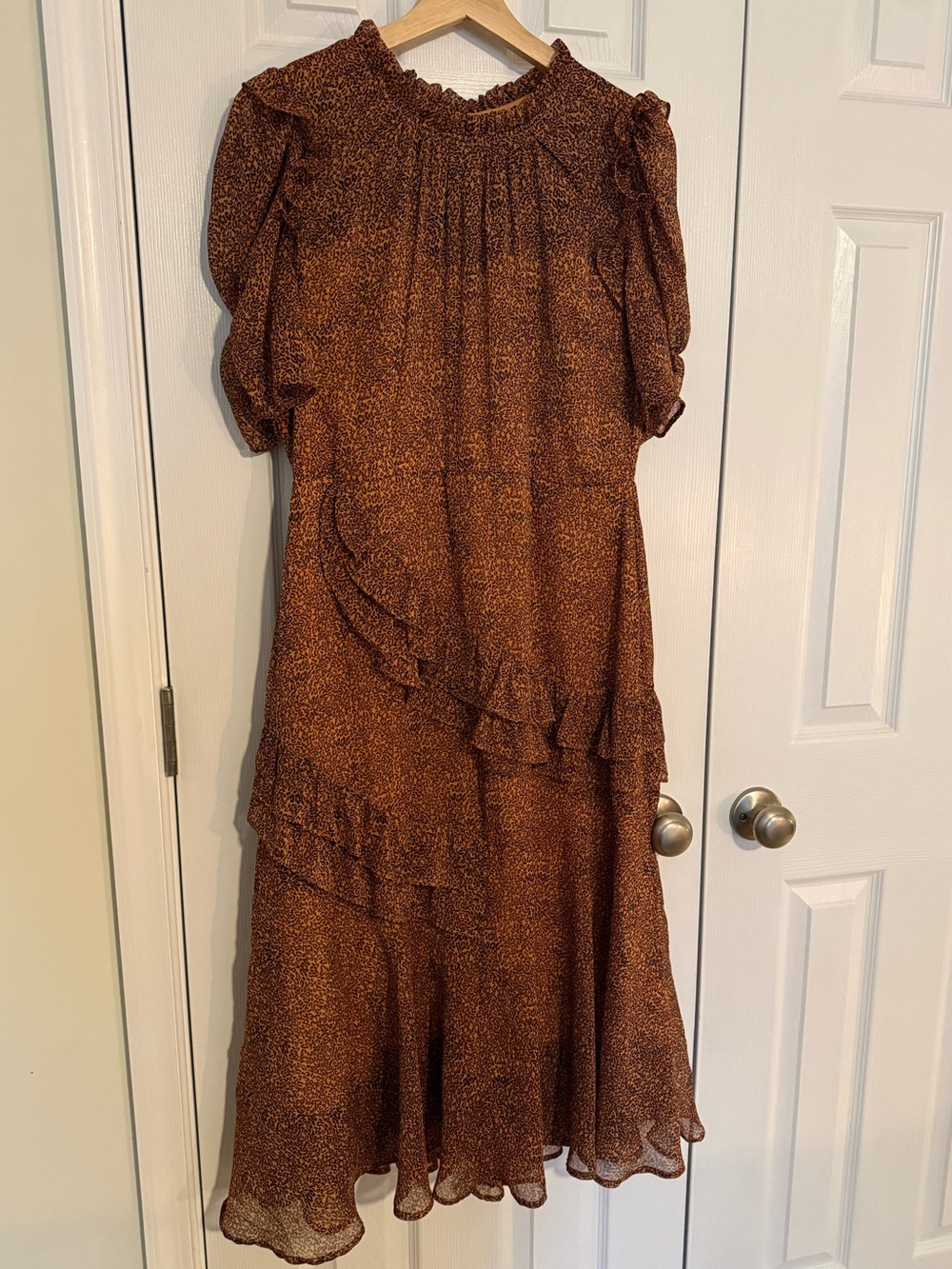 Topshop Brown Ruffle Maxi Dress